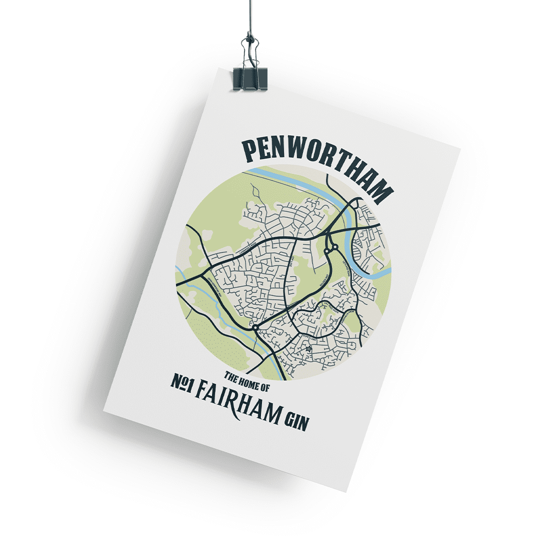 Penwortham Lancashire Map Poster
