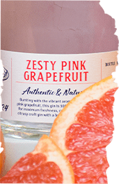 Zesty Pink Grapefruit Gin, real fruit in distilling natural flavour no sugars in gin